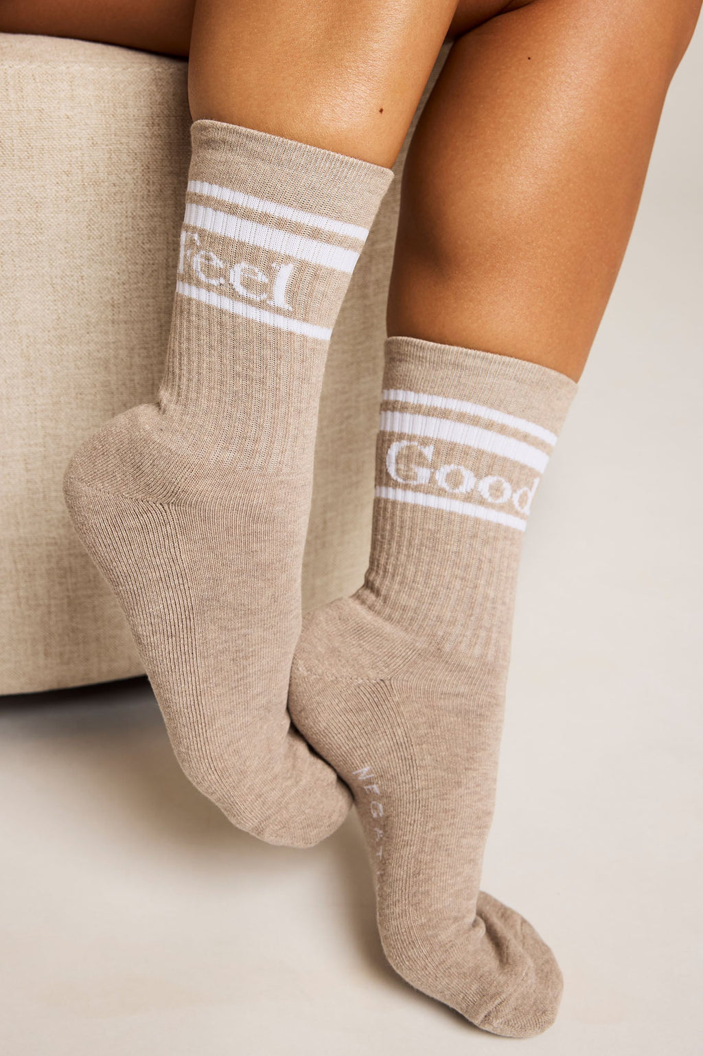 Feel Good Varsity Sock Trio in Toast (3-Pack)
