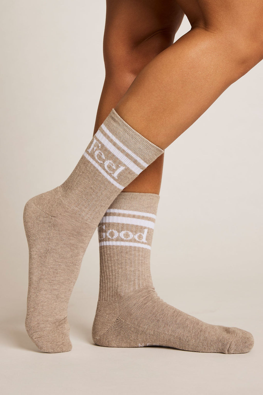 Feel Good Varsity Sock Trio in Toast (3-Pack)