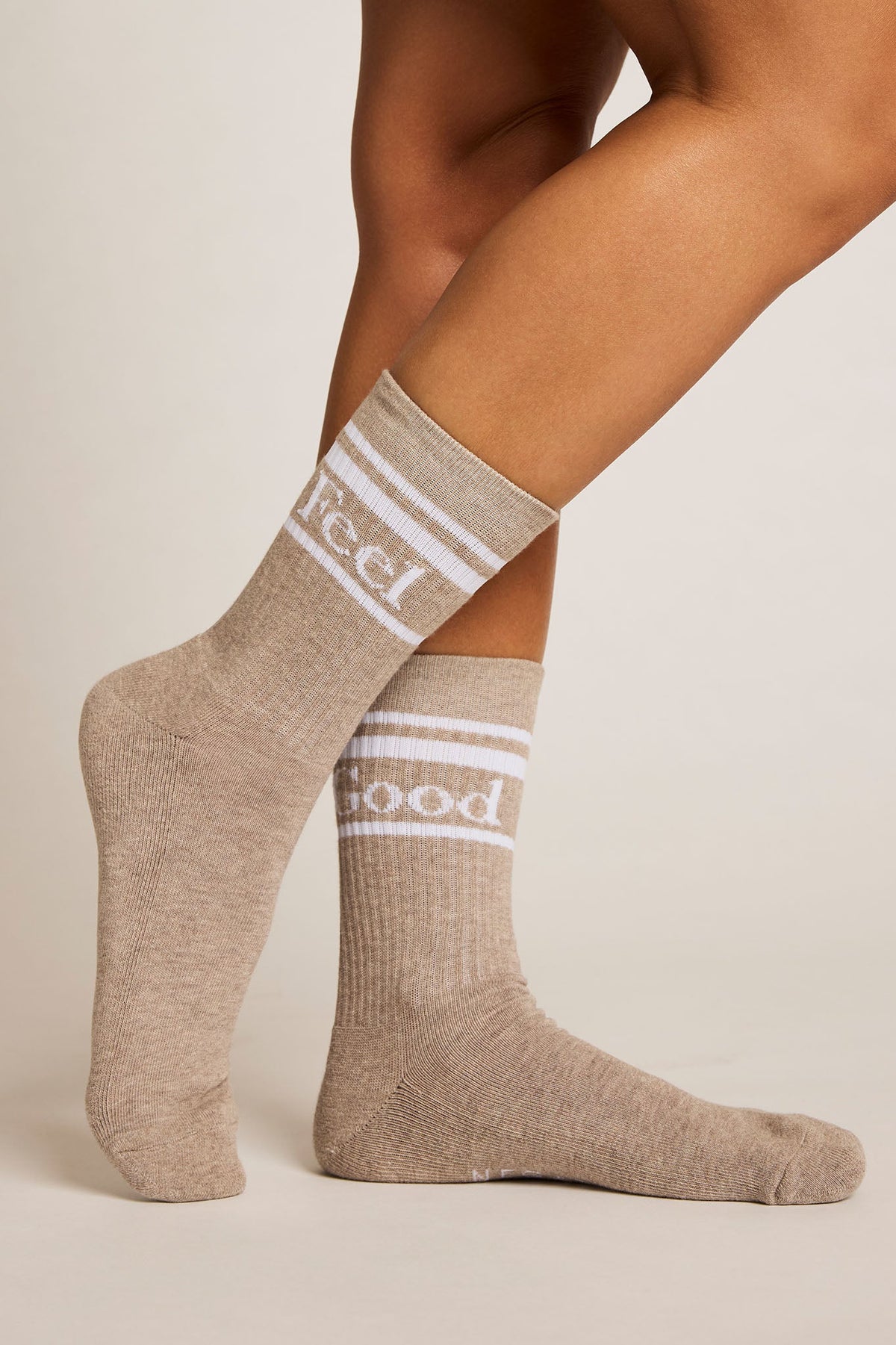 Feel Good Varsity Sock Trio in Toast (3-Pack)