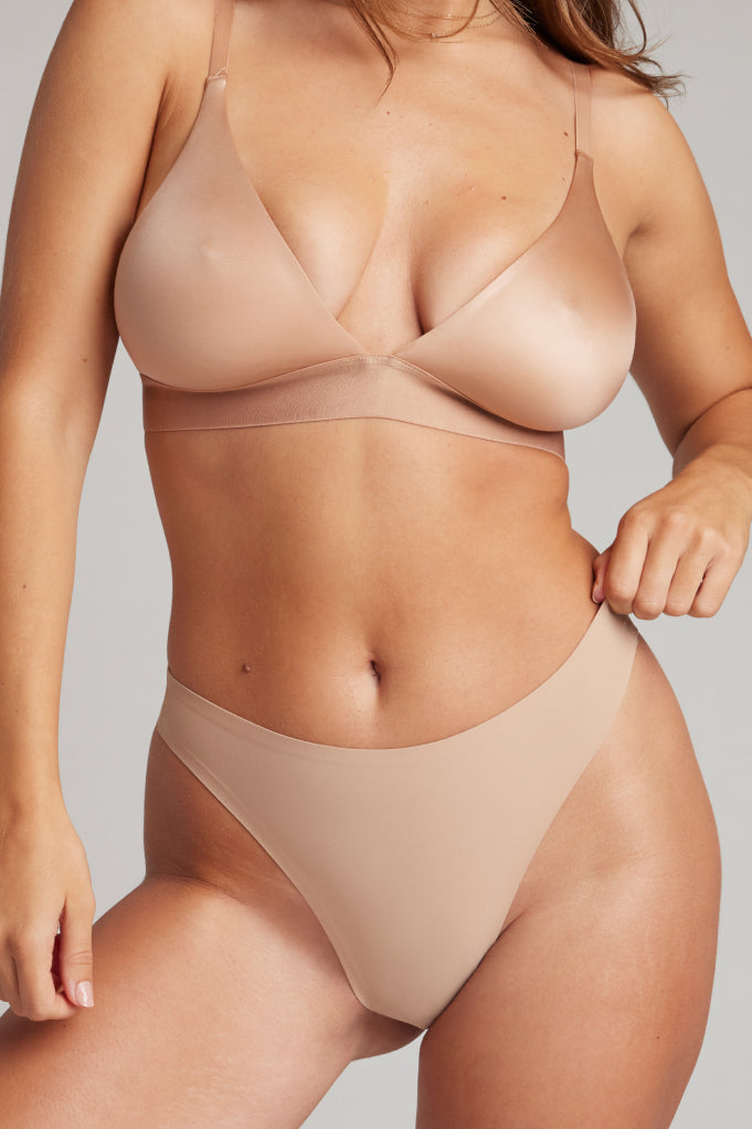 Base High Thong in Buff (3-Pack)