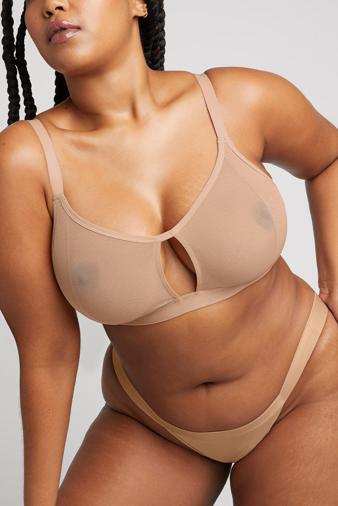 Sieve Cutout Bra in Black + Buff (2-Pack)