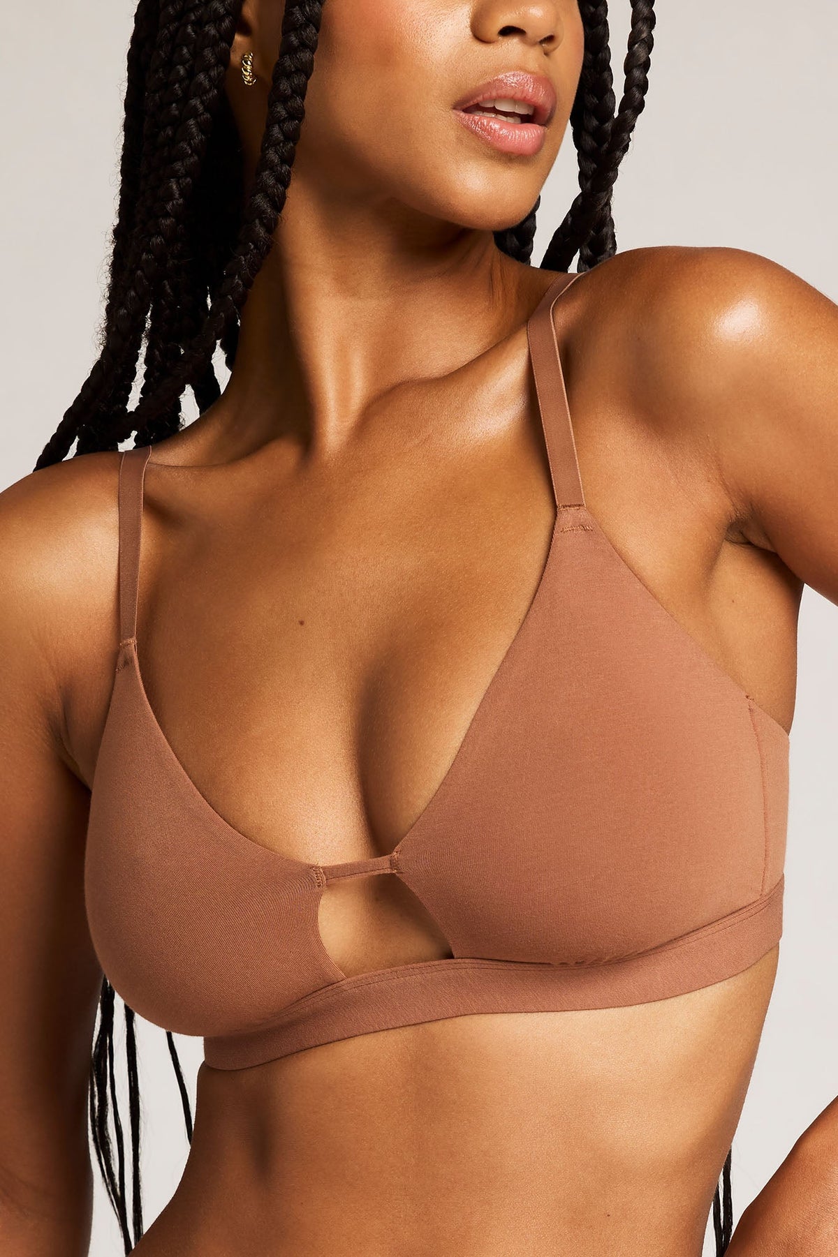Cloud Cotton Cutout Bra in Fawn