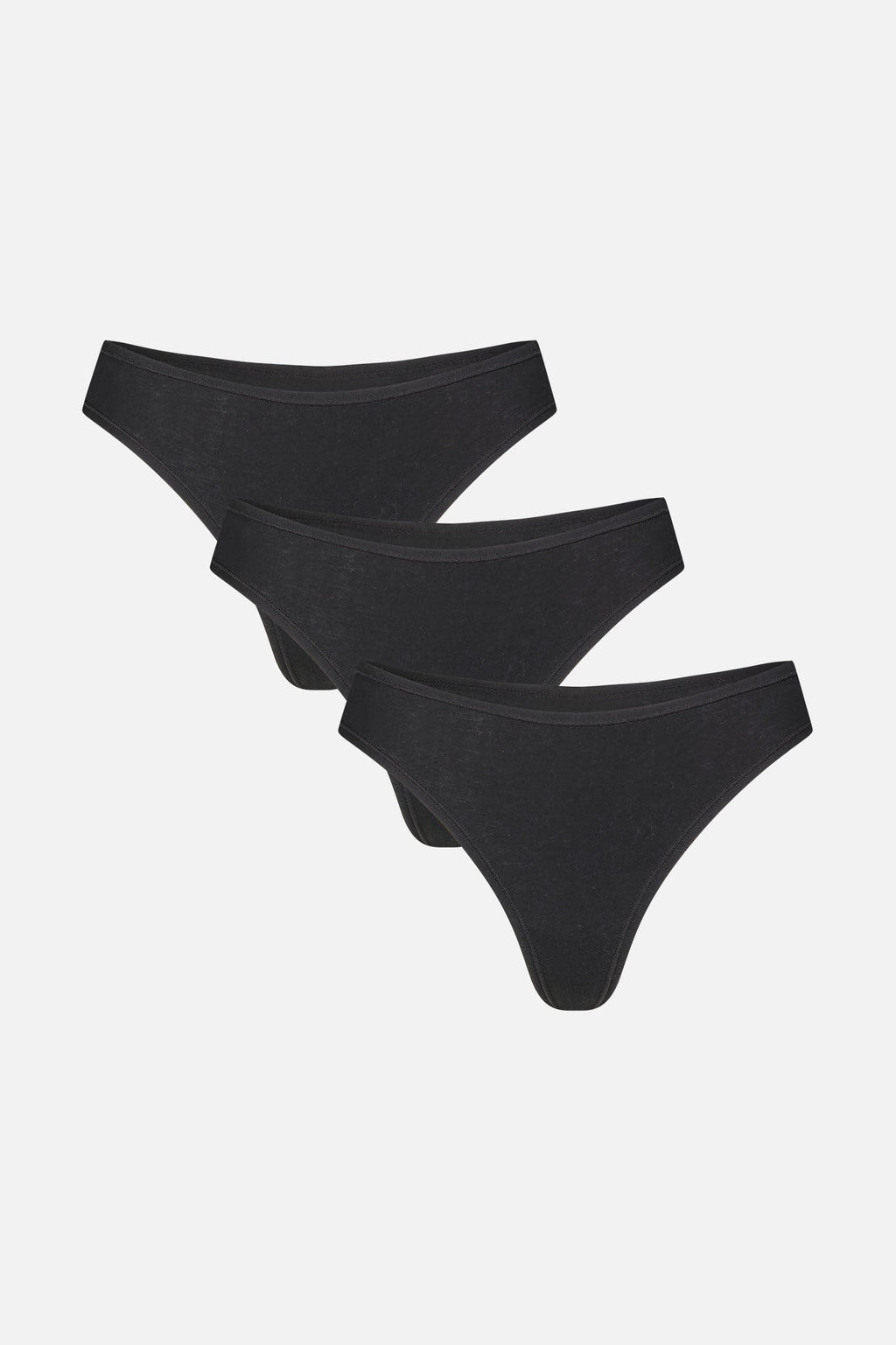 Cloud Cotton Low Thong in Black (3-Pack)