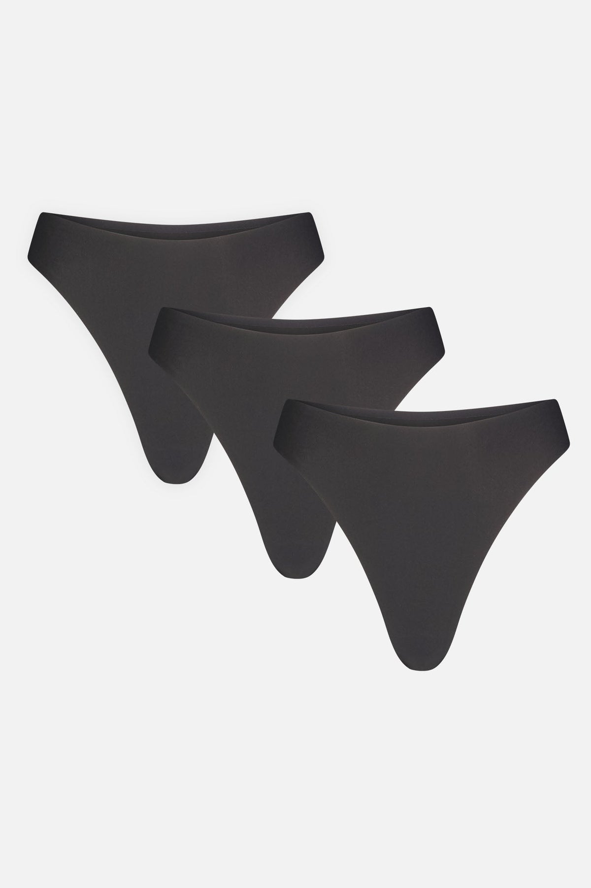 Base High Thong in Black (3-Pack)