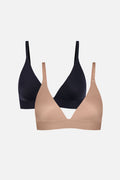 Glacé Triangle Bra in Buff + Black (2-Pack)