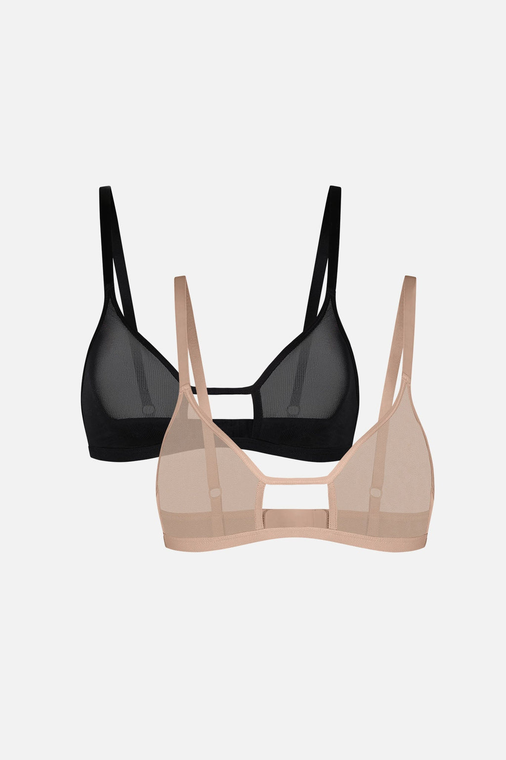 Sieve Cutout Bra in Black + Buff (2-Pack)