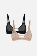 Sieve Cutout Bra in Black + Buff (2-Pack)