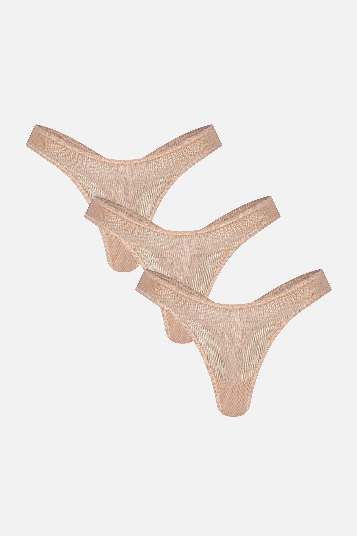 Sieve Dipped Thong in Buff (3-Pack)