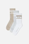 Feel Good Varsity Sock Trio in Toast (3-Pack)