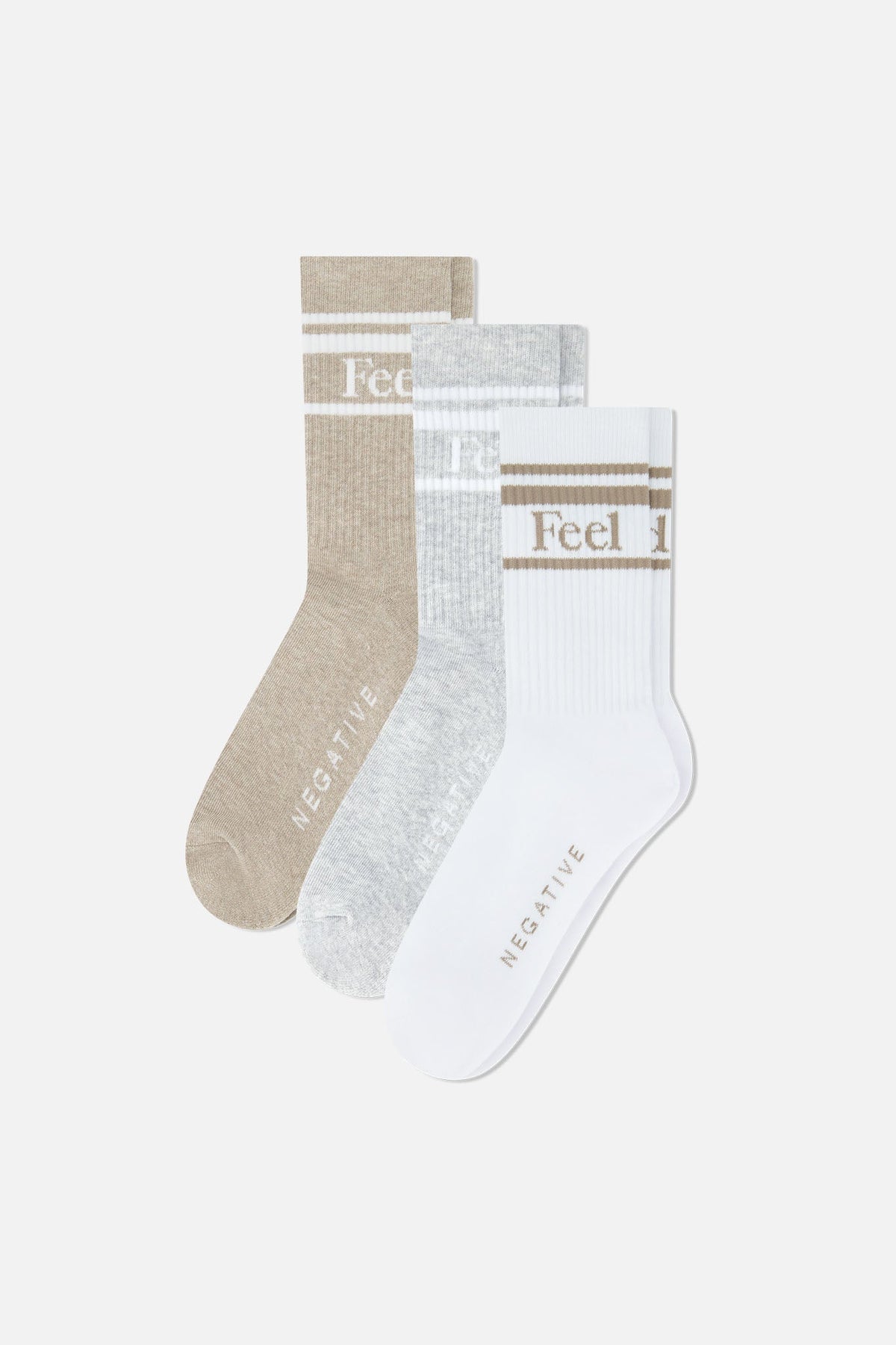 Feel Good Varsity Sock Trio in Toast (3-Pack)