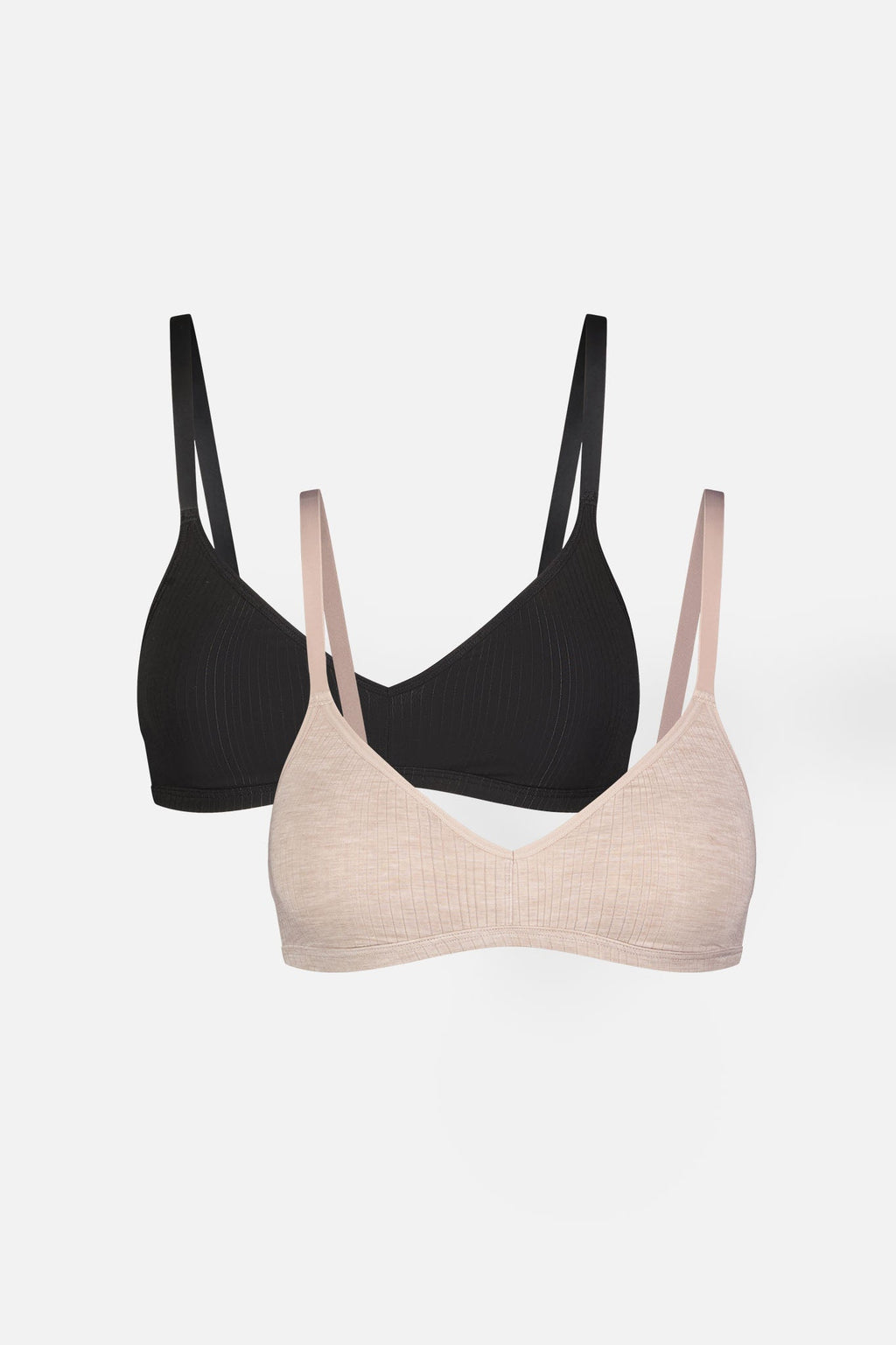 Whipped Non-Wire Bra in Sand + Black (2-Pack)