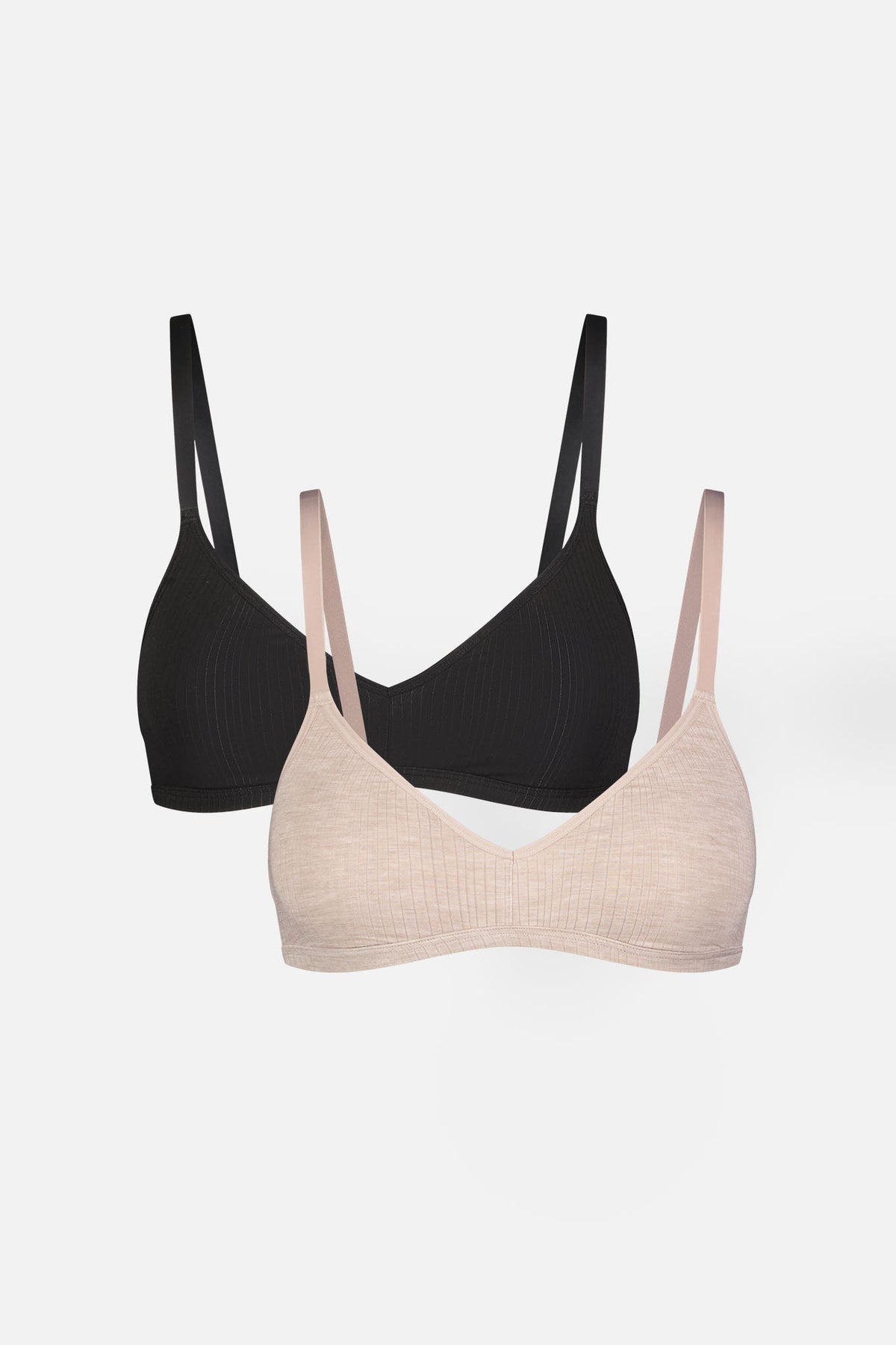 Whipped Non-Wire Bra in Sand + Black (2-Pack)