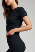 Pointelle Baby Tee in Black