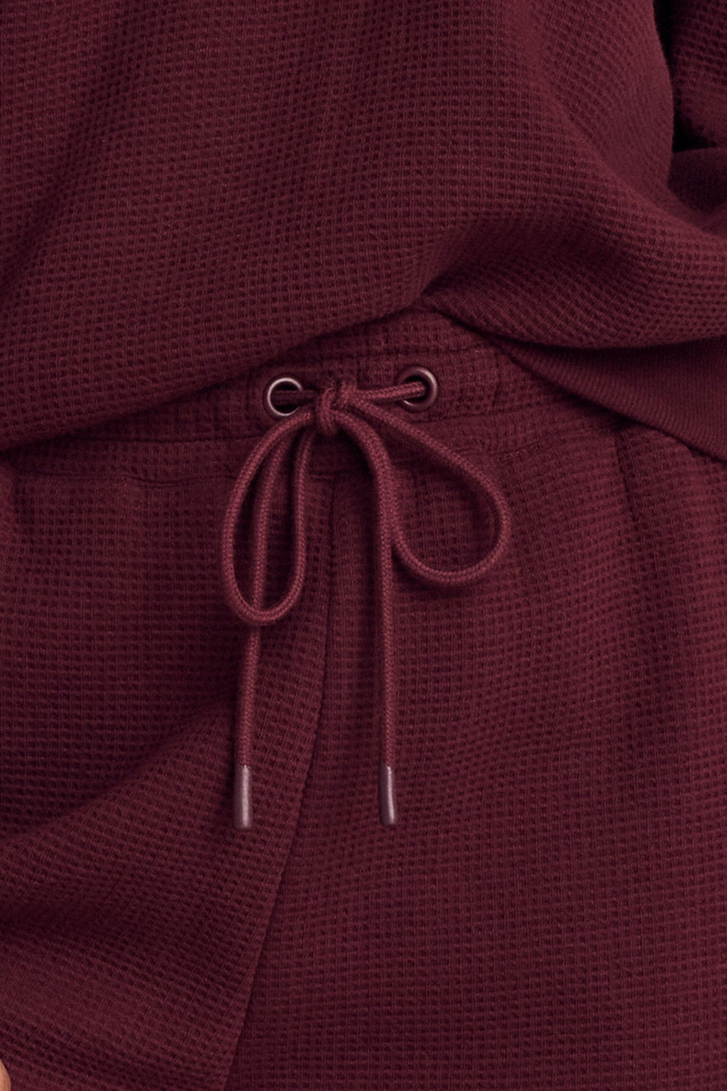 Waffle Knit Cropped Track Pant in Garnet
