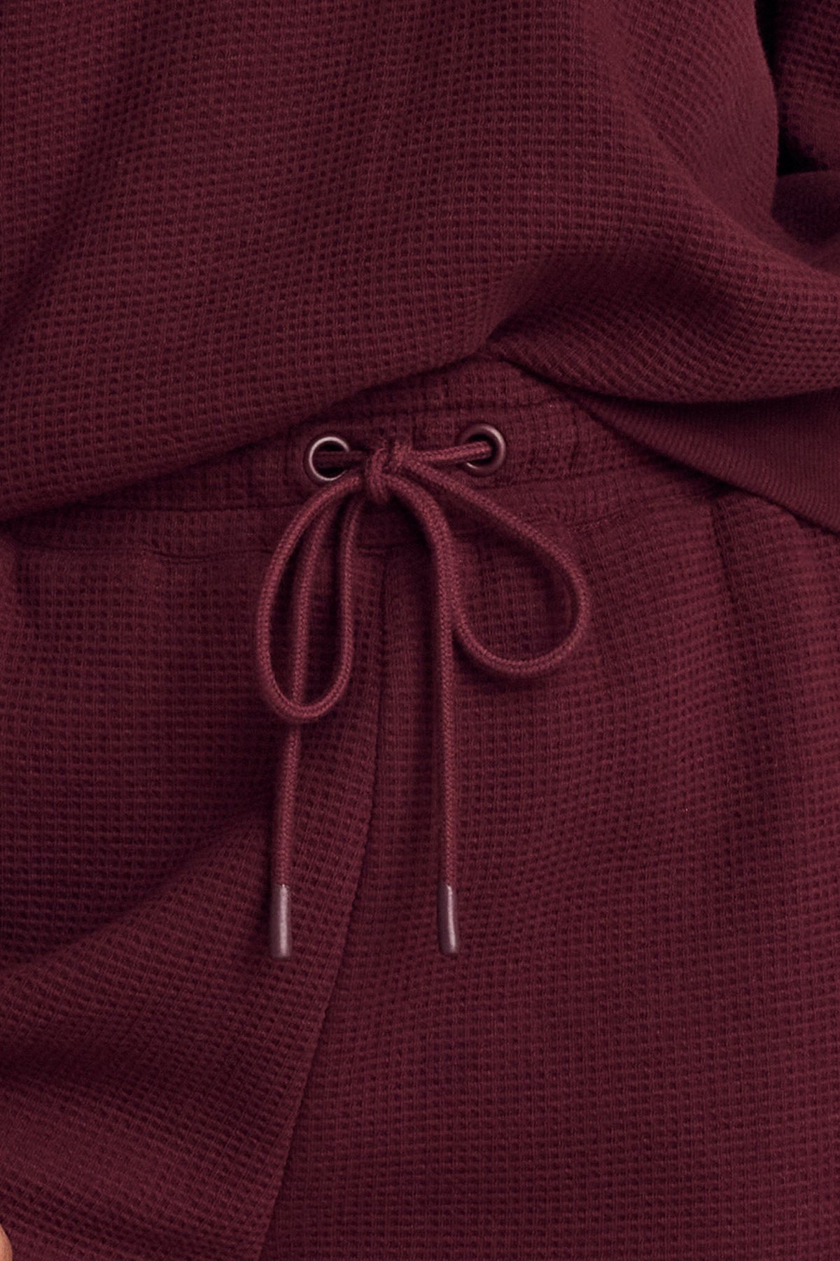 Waffle Knit Cropped Track Pant in Garnet