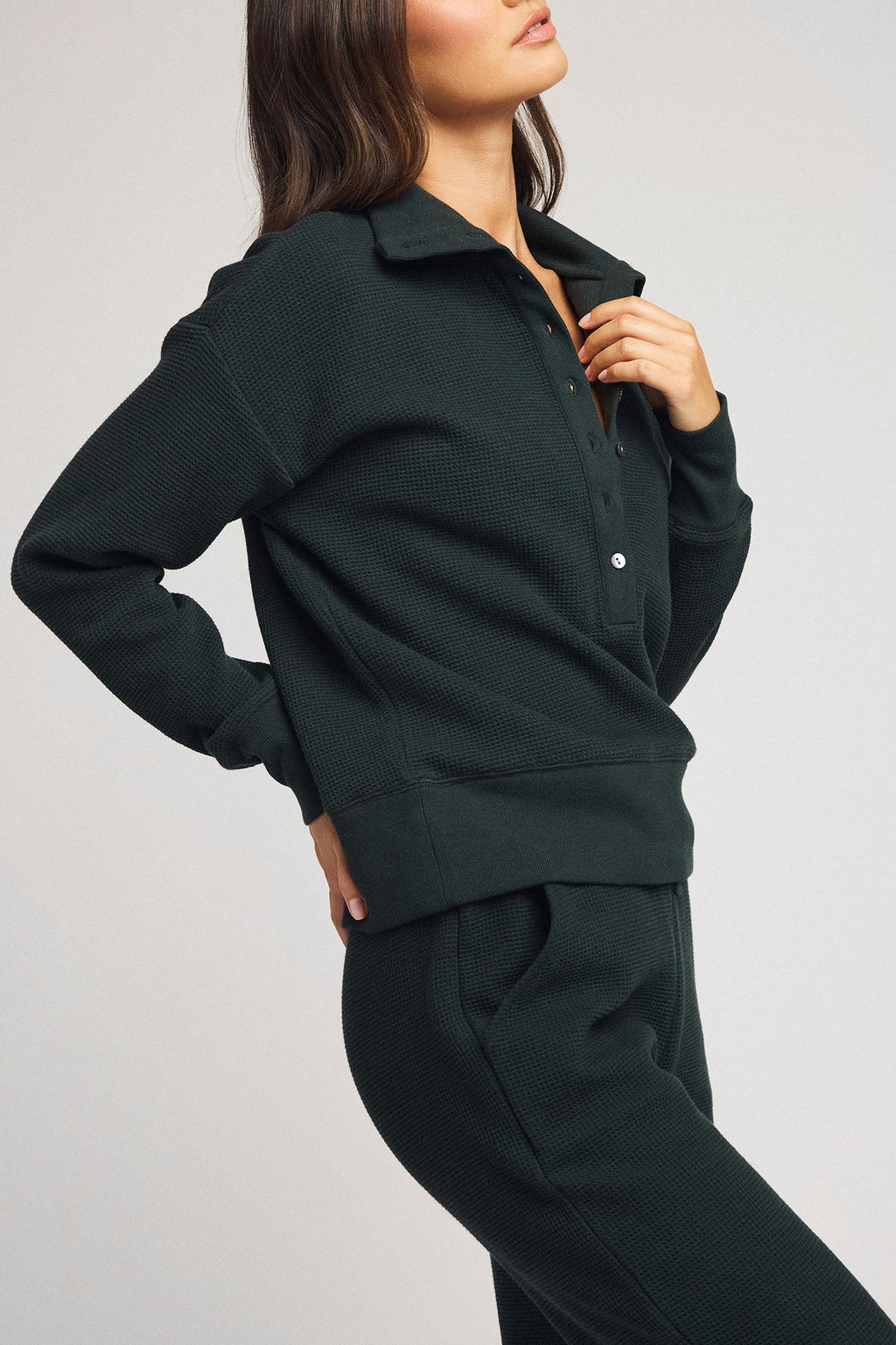 Waffle Knit Pullover in Cypress