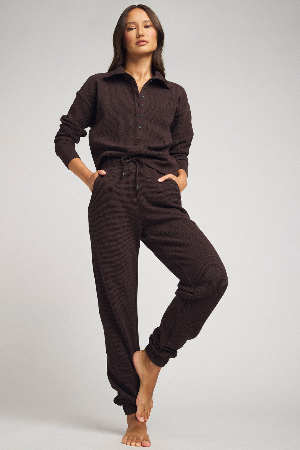 Waffle Knit Jogger in Ganache
