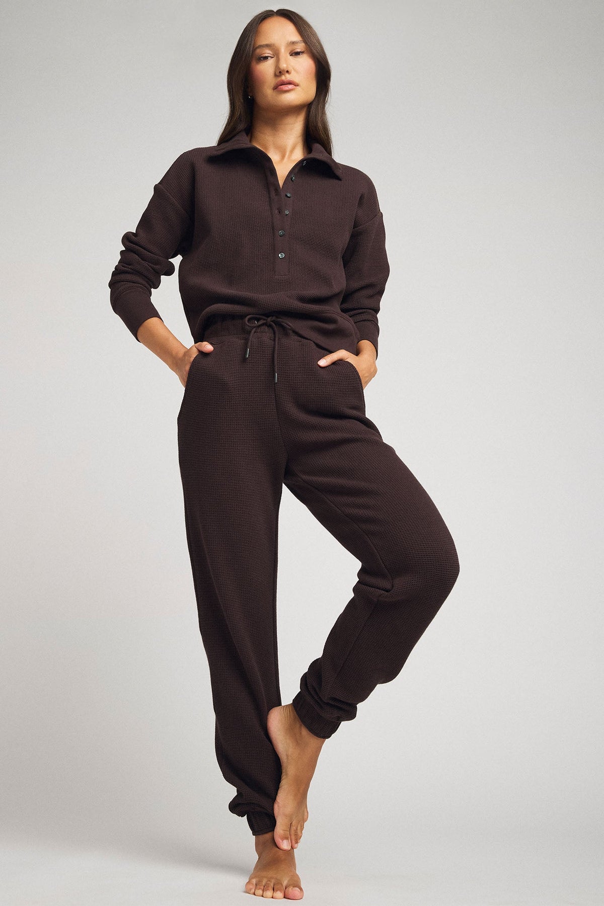 Waffle Knit Jogger in Ganache