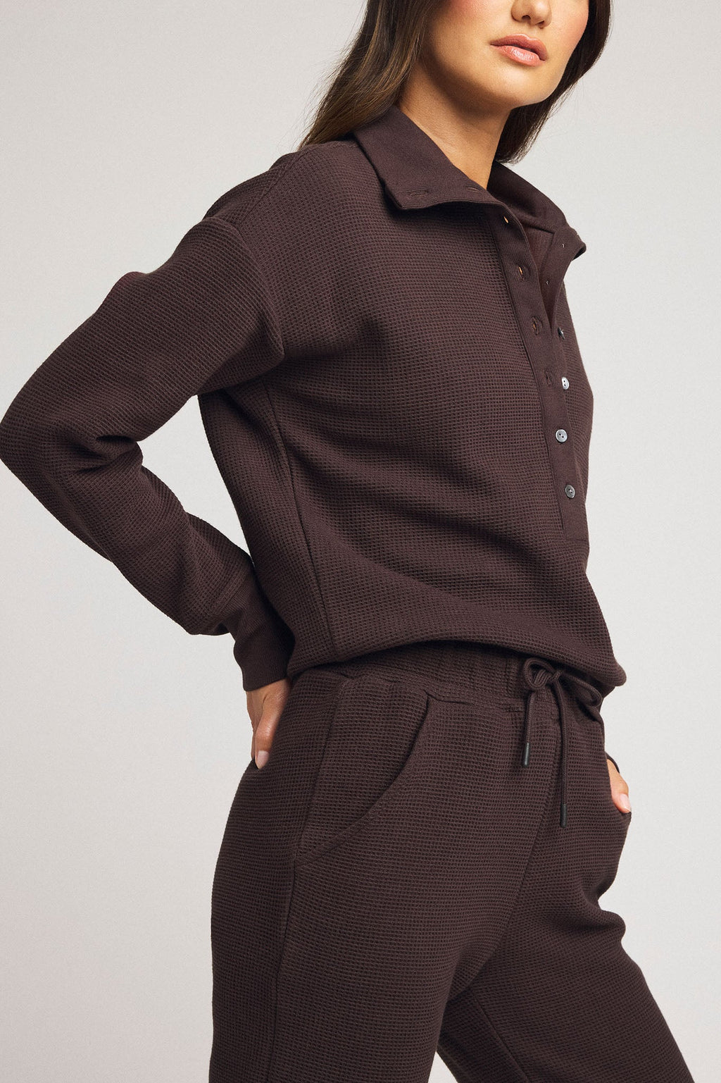 Waffle Knit Pullover in Ganache