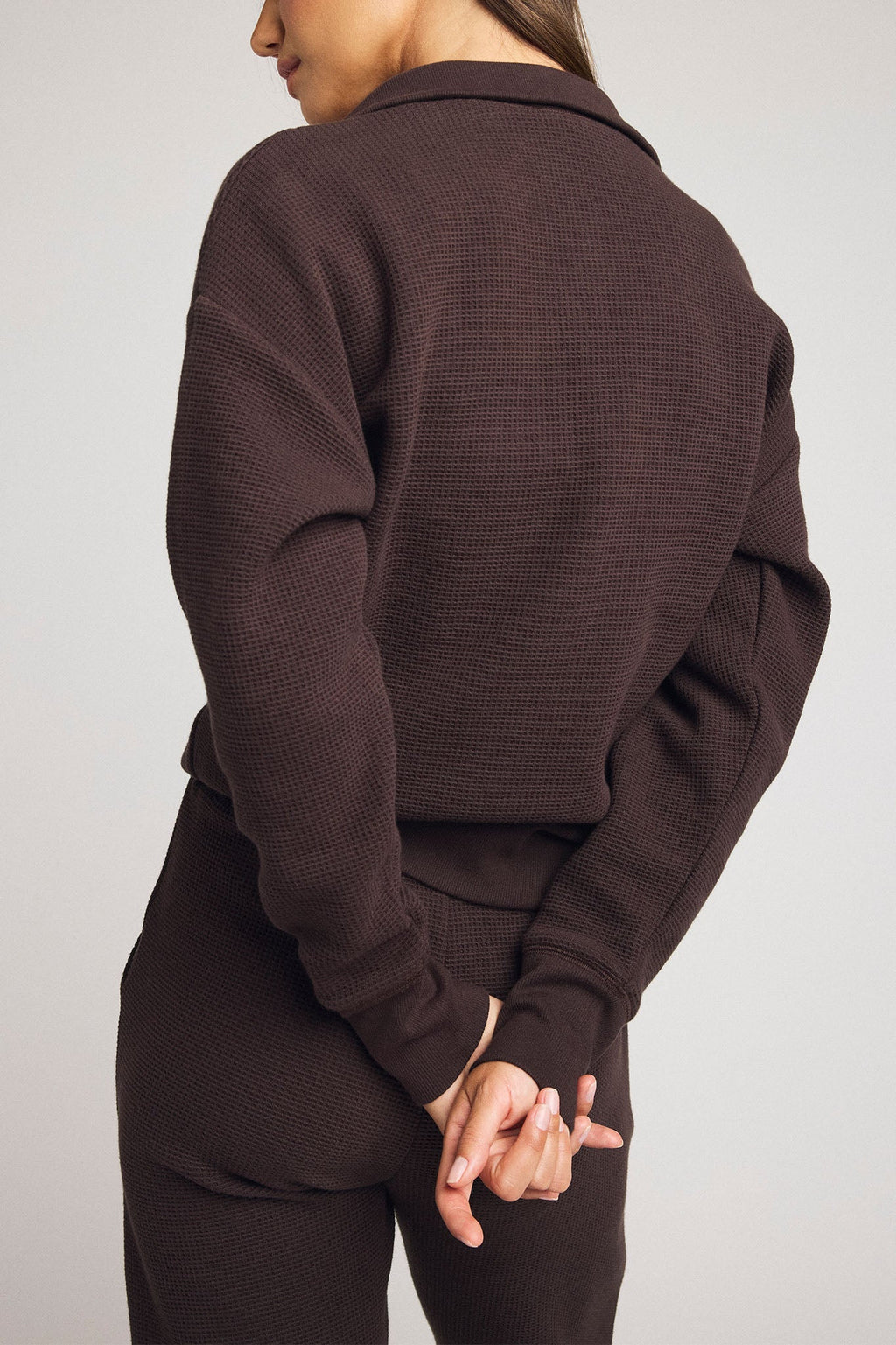 Waffle Knit Pullover in Ganache