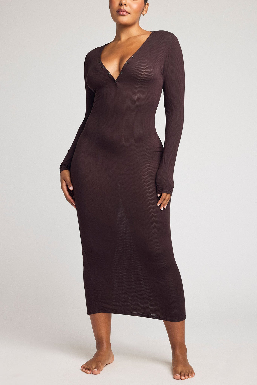 Whipped Henley Dress in Ganache