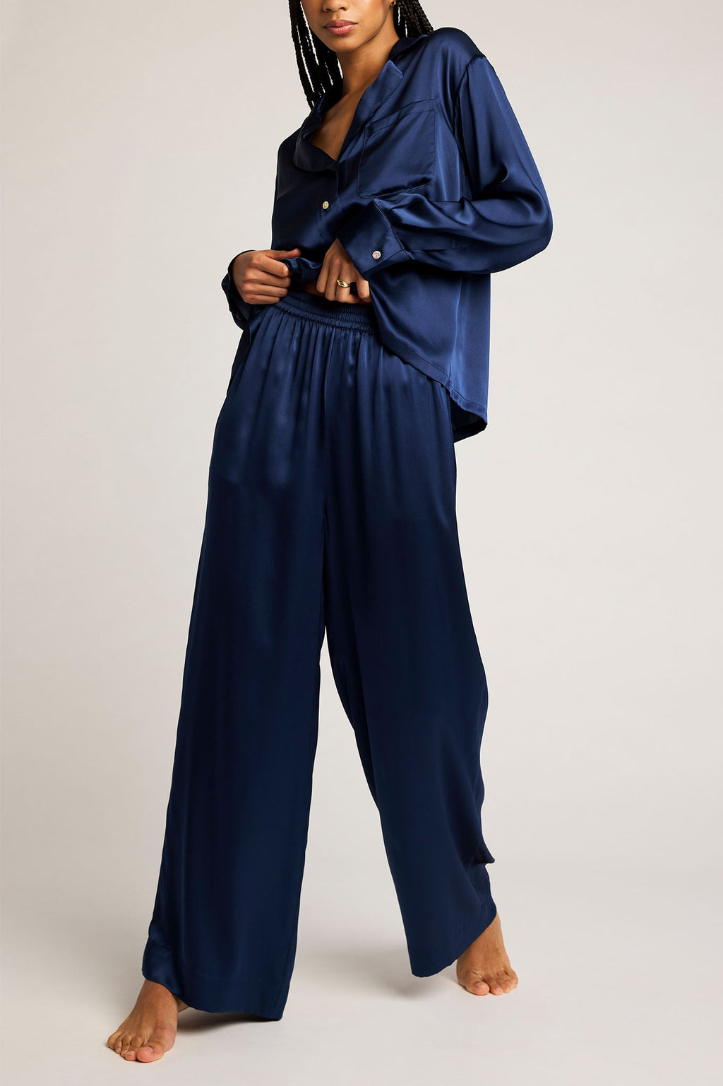 Eclipse Washable Silk Shirt in Navy