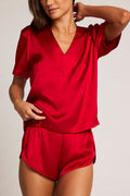 Eclipse Washable Silk V-Top in Cerise