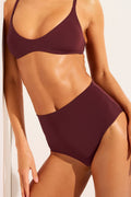 Swim High Waist Bottom in Garnet